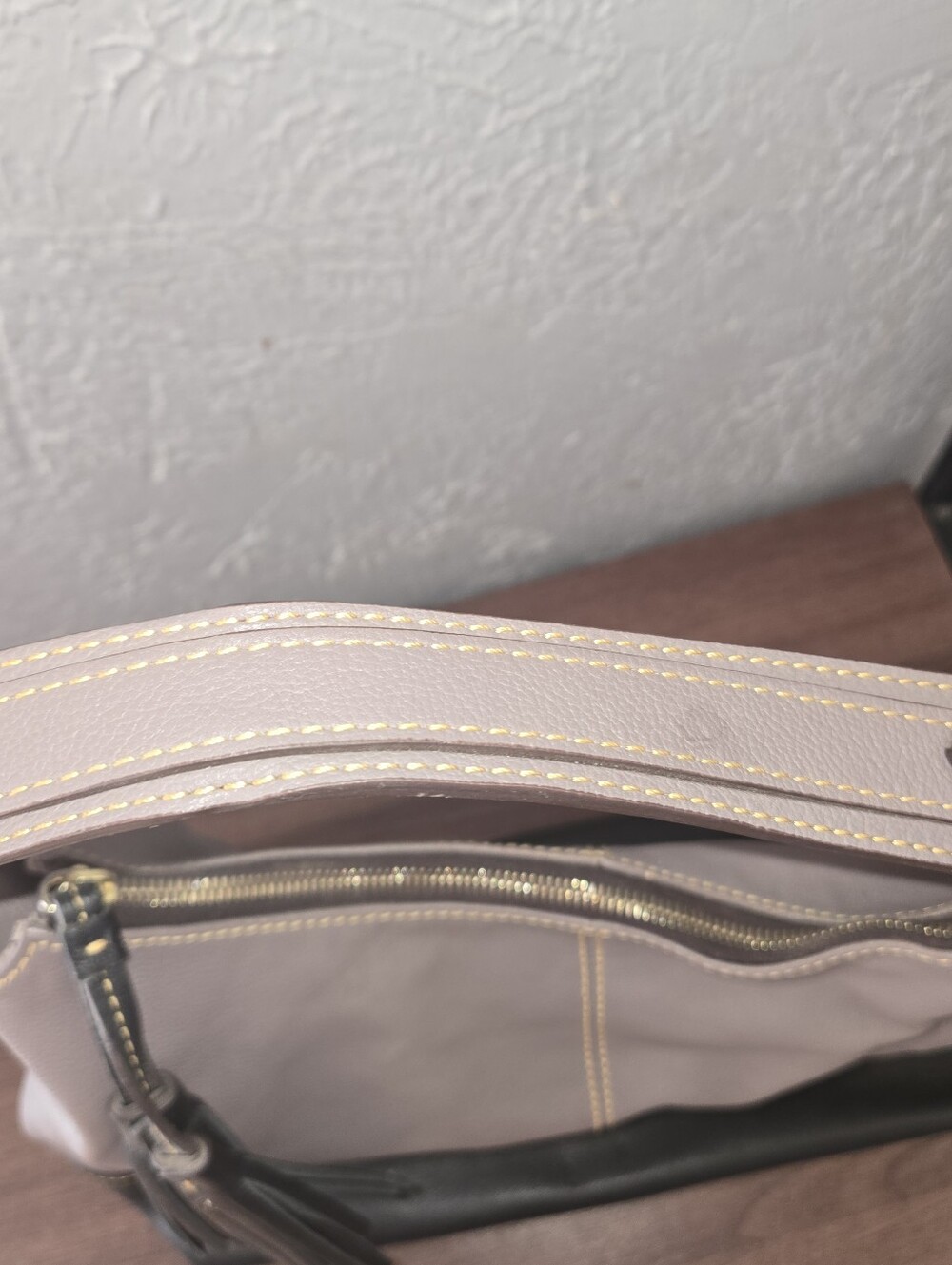 Dooney & Bourke Taupe and Black Leather Hobo Shoulder Bag - Picture 9 of 14